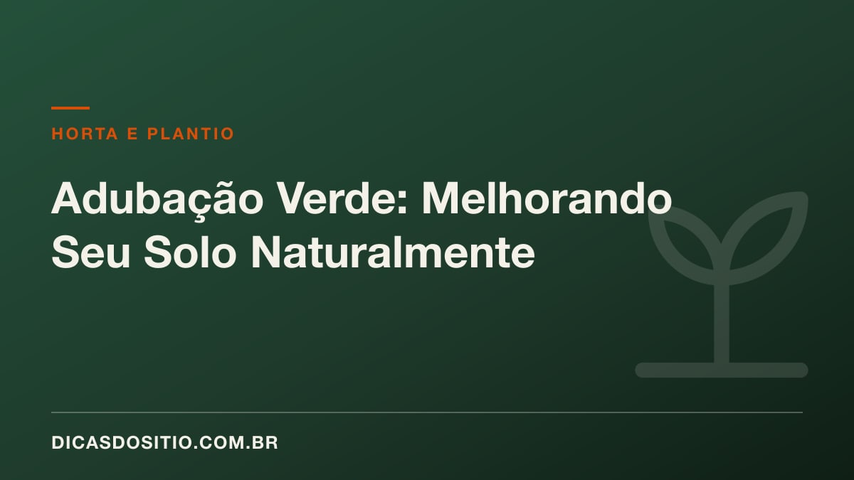 Adubação Verde: Melhorando Seu Solo Naturalmente
