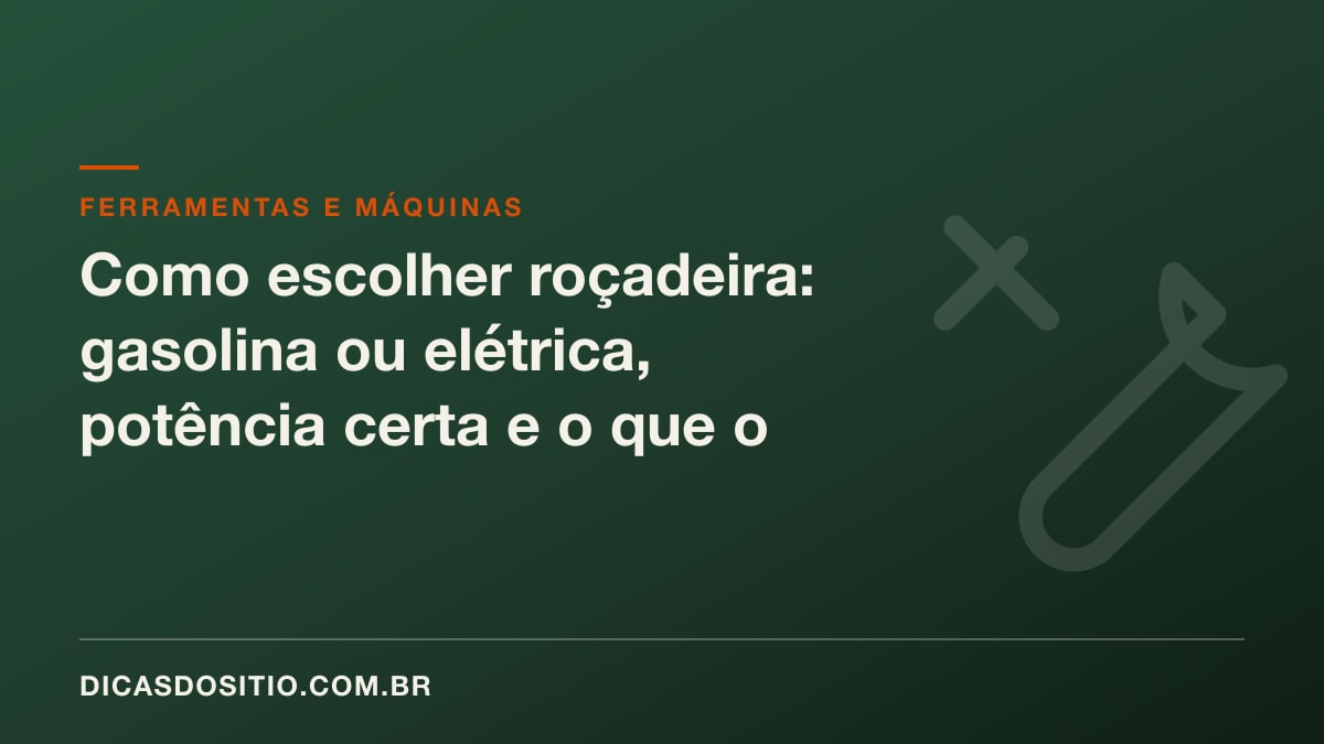 Como escolher roçadeira: gasolina ou elétrica, potência certa e o que o vendedor não fala