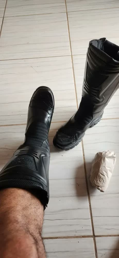 Bota Samu Cano Longo Militar Motociclista Em Couro 4046