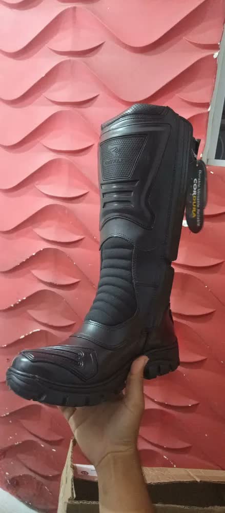 foto de Bota Samu Cano Longo Militar Motociclista Em Couro 4046