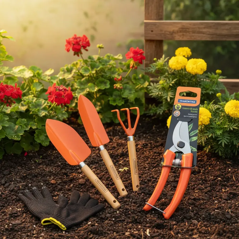 Kit Para Jardinagem 4 Peças Tramontina + Luvas