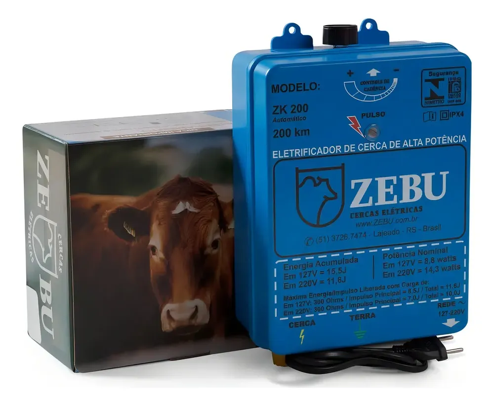 Eletrificador De Cerca Rural Zebu Zk200 200 km Regulagem 110V/220V