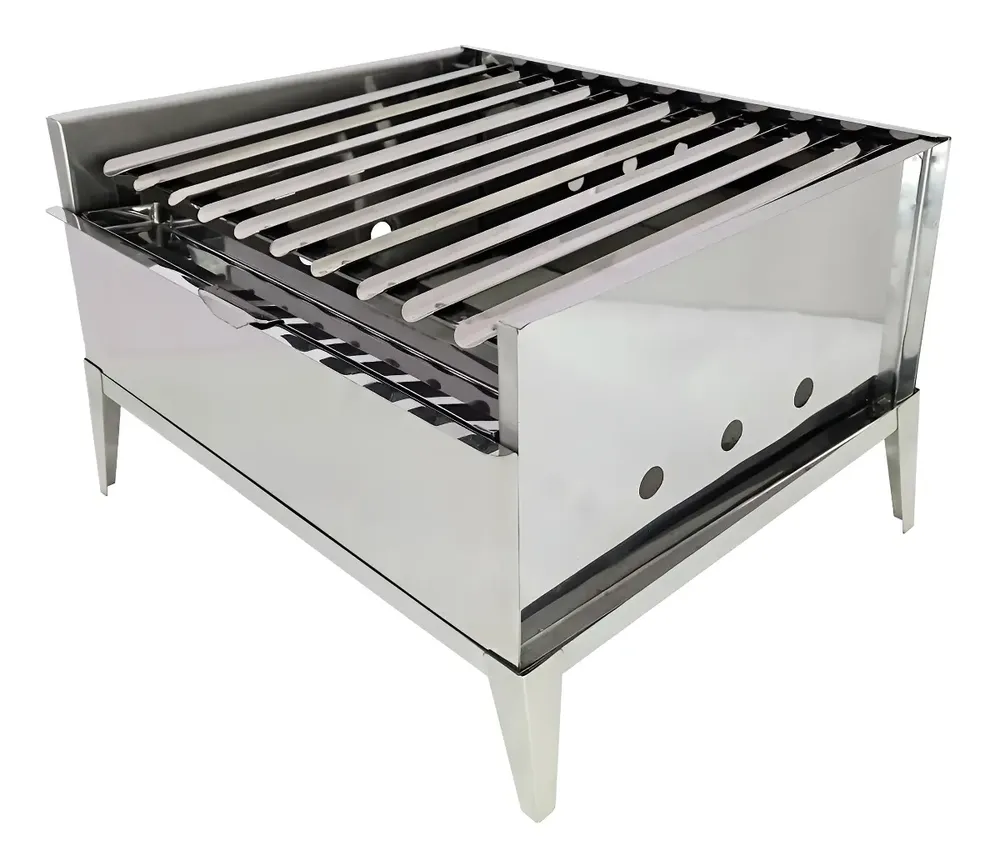 Churrasqueira Móvel Pantheon Inox Mini Parrilla com Tijolos Refratários