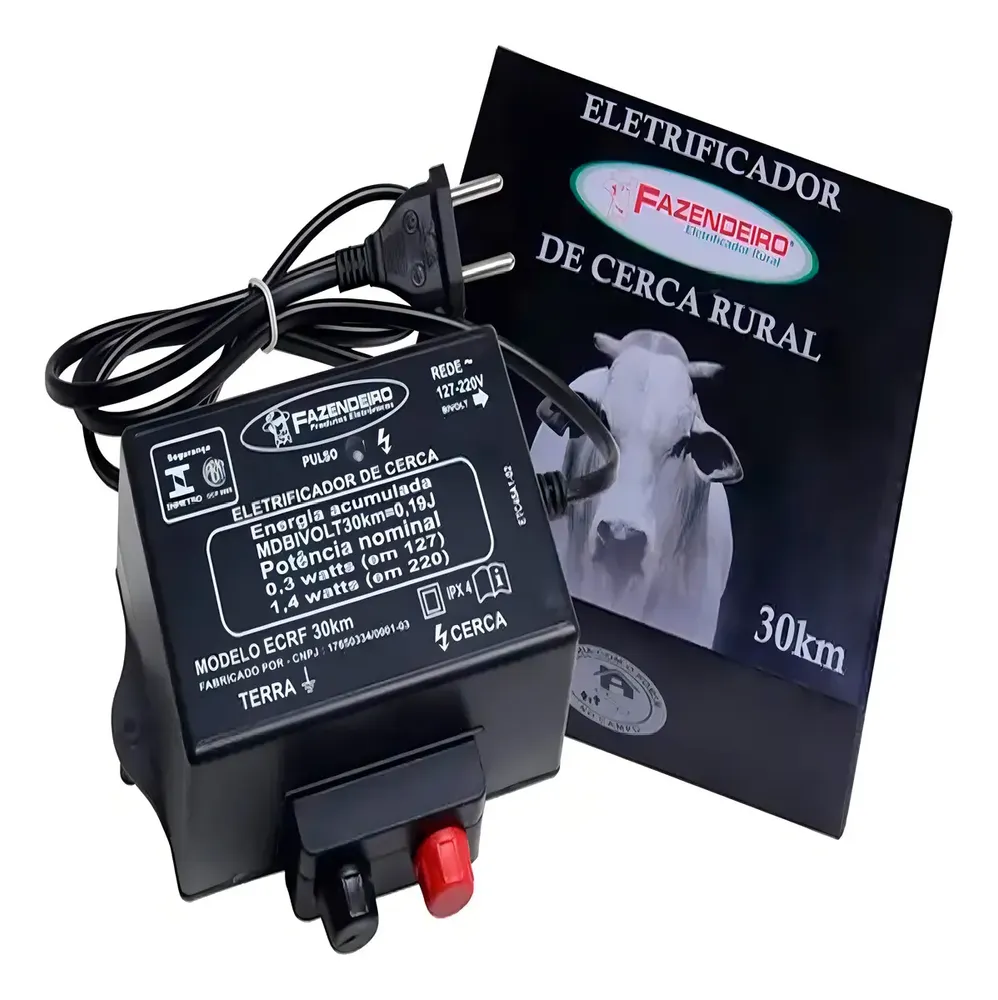 Eletrificador de Cerca Fazendeiro Bivolt ECRF30KM-MDBIVOLT 30km para Área Rural