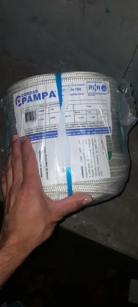 foto de Cordas Pampa NR18 12mm corda rapel poliamida cor branca com fio amarelo 50m