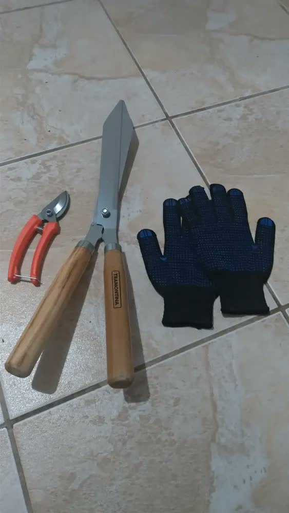 foto de Tesoura Para Cerca Viva + Tesoura Poda Tramontina + Luva Cor Cromado