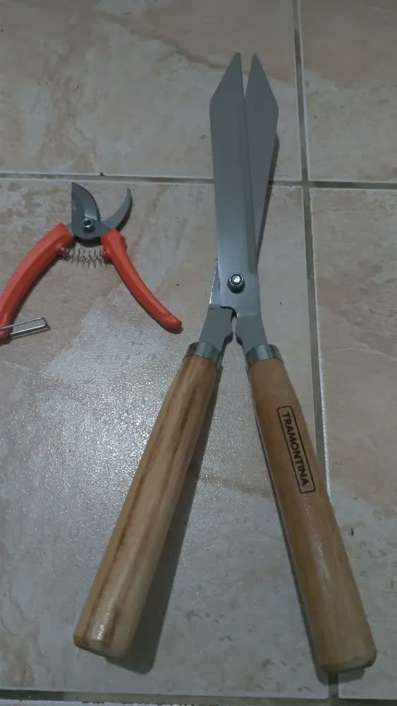 foto de Tesoura Para Cerca Viva + Tesoura Poda Tramontina + Luva Cor Cromado