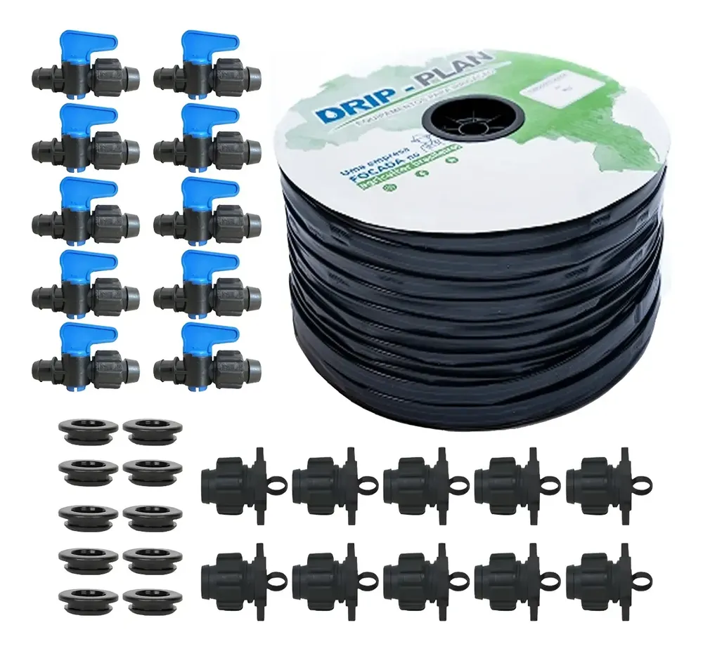 Kit 500m Mangueira De Gotejamento 20 Registros E Chulas