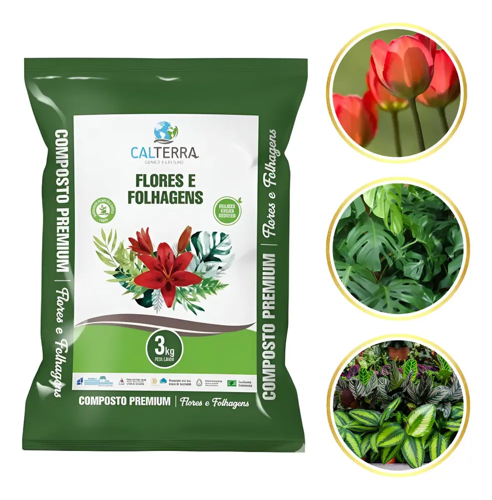 Composto Para Jardim Calterra 3kg Substrato Premium Flores Folhagens
