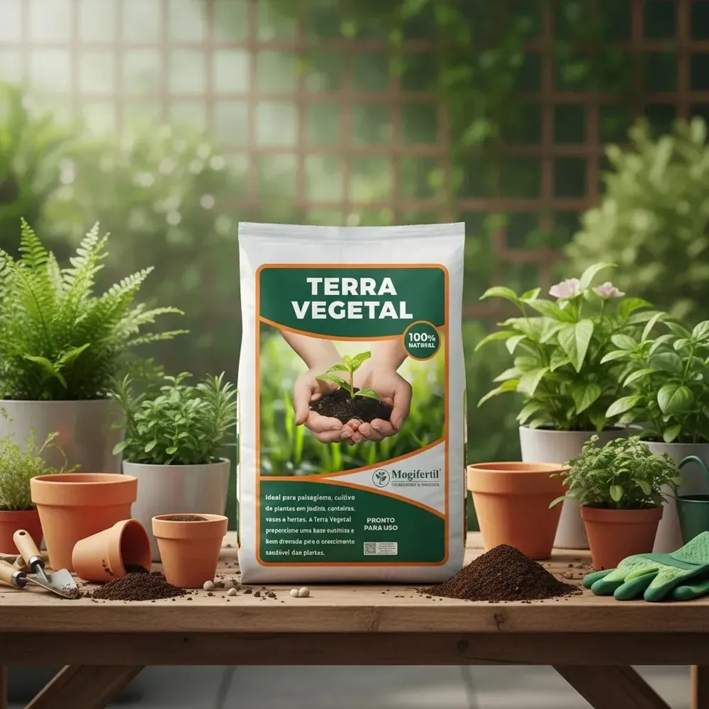 Terra Vegetal Adubada Orgânica 20 Kg Para Jardins e Hortas