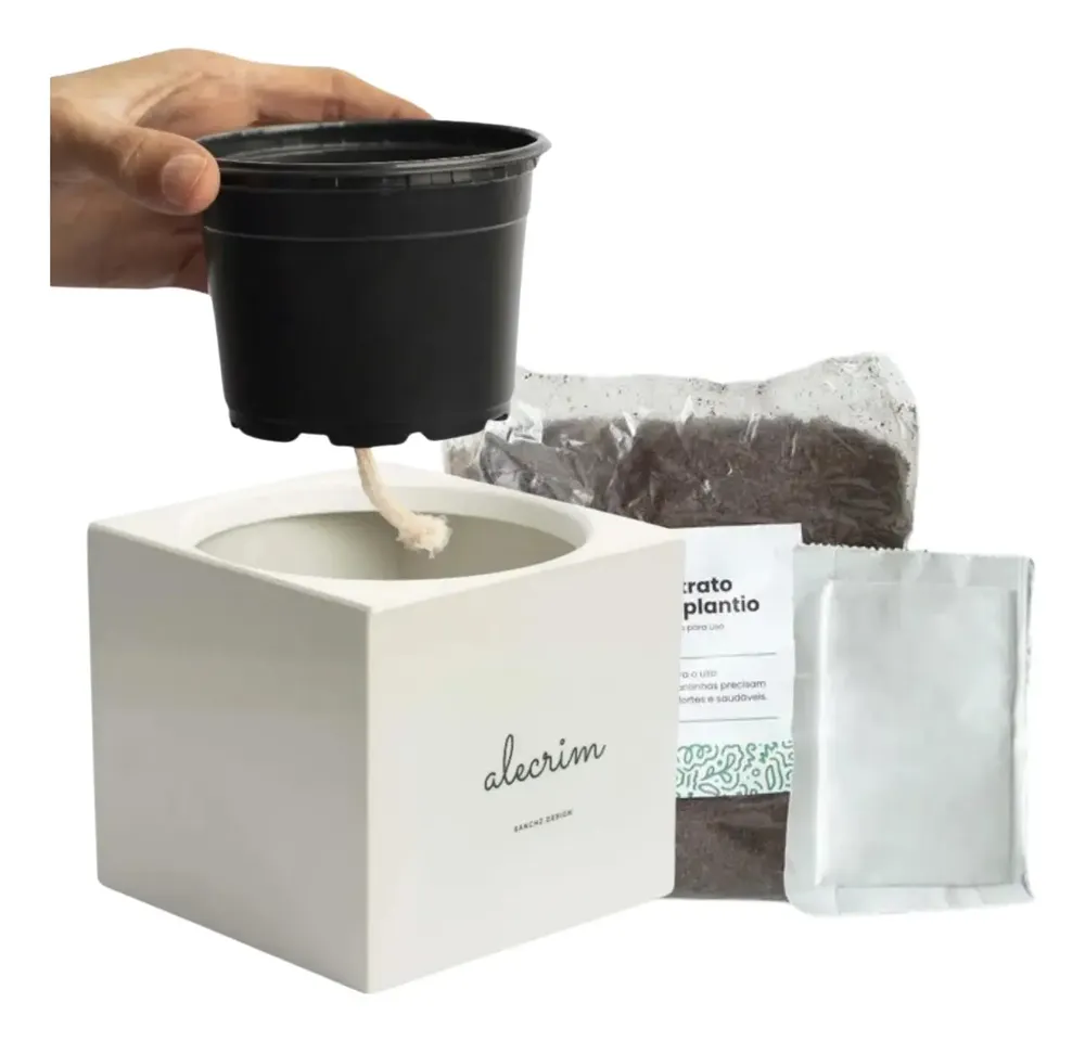 foto de Kit Plantio Vaso Horta  Apartamento Hortaliça Autoirrigável