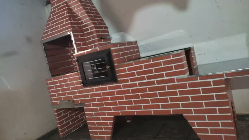 foto de Trio Pré Moldado Pintado - Churrasq + Forno E Fogão À Lenha