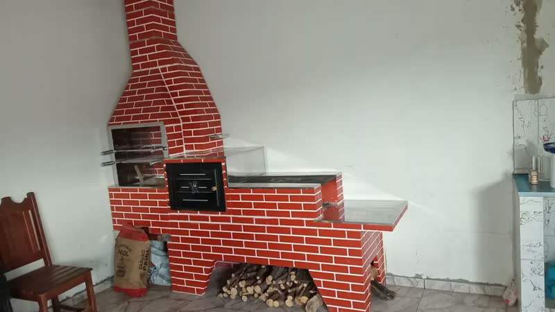 foto de Trio Pré Moldado Pintado - Churrasq + Forno E Fogão À Lenha