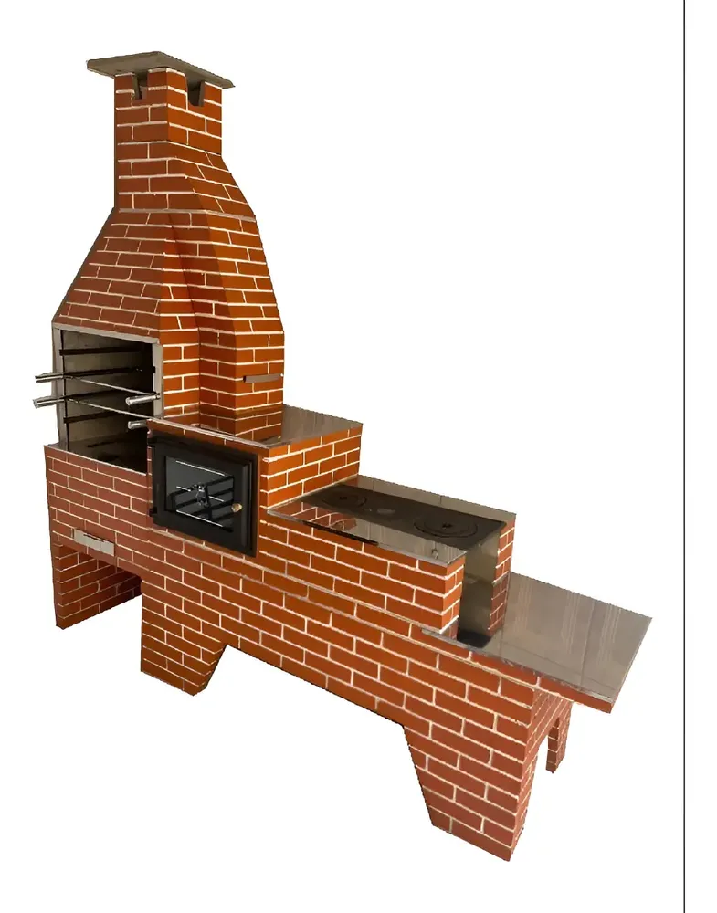 Trio Pré Moldado Pintado - Churrasq + Forno E Fogão À Lenha