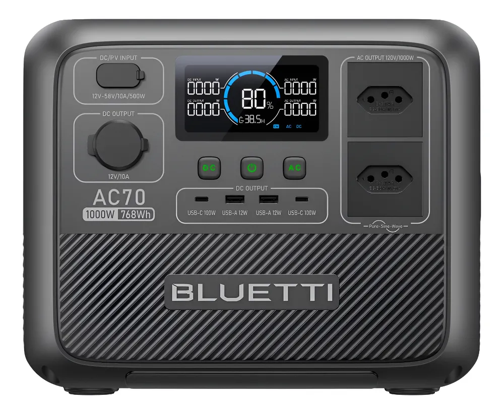 Bluetti Ac70 1000w/768wh Estação De Energia Portátil