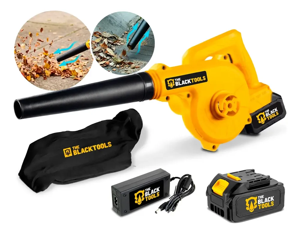foto de Soprador De Folhas The Black Tools Tcb21b A Bateria Aspirador Elétrico Com Saco Coletor Cor Amarelo e Preto