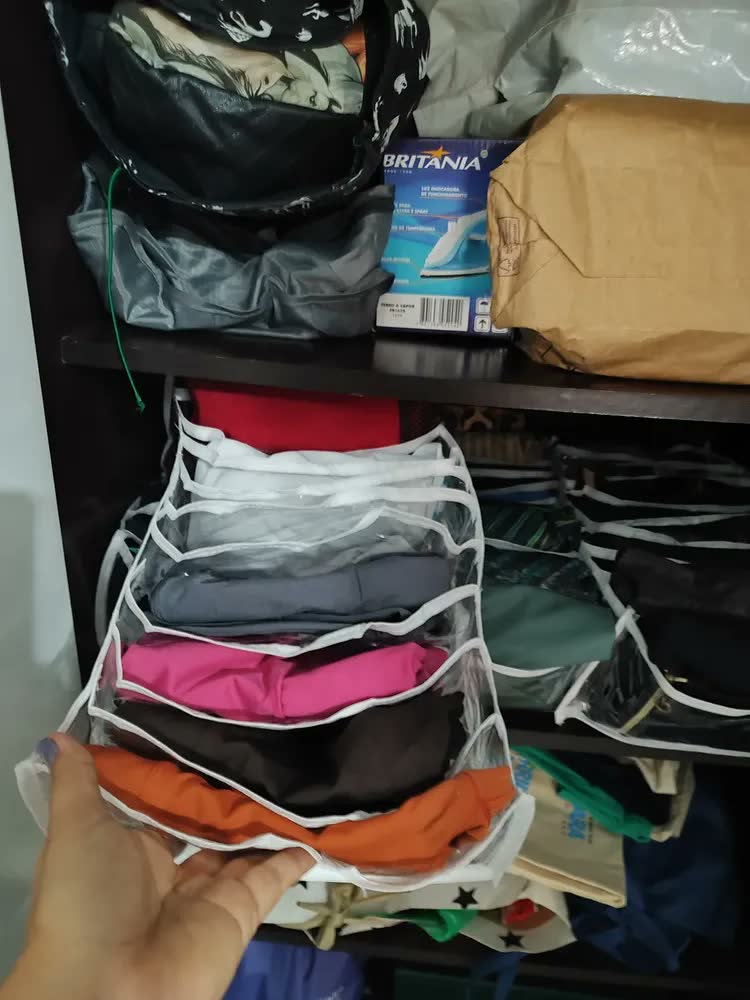 foto de Kit 12 Colmeia organizadora de gavetas 6p +6g para camisetas, calcinhas, cuecas, meias cor branco - Organizalux