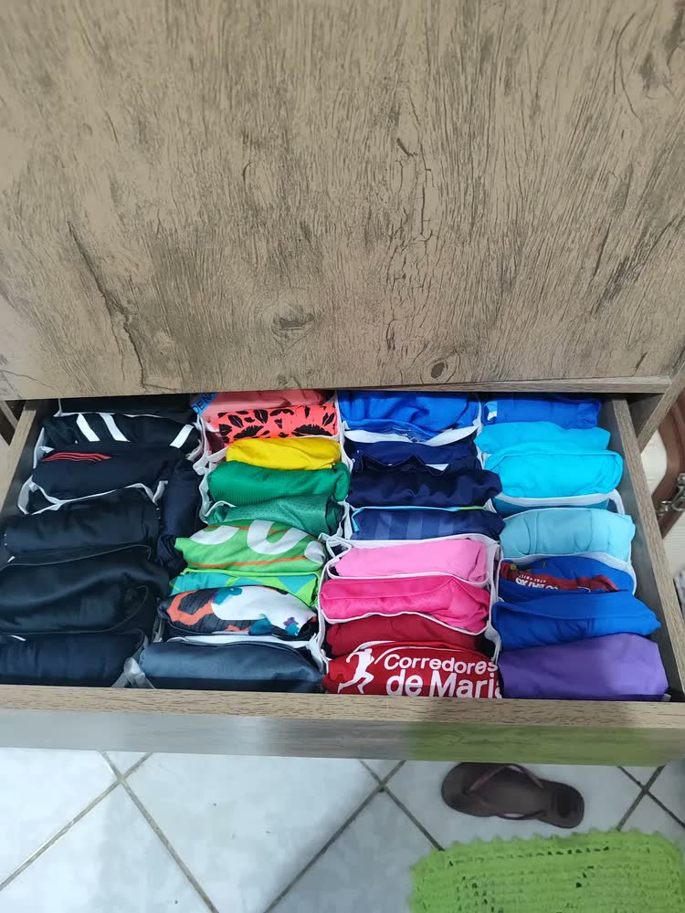 foto de Kit 12 Colmeia organizadora de gavetas 6p +6g para camisetas, calcinhas, cuecas, meias cor branco - Organizalux