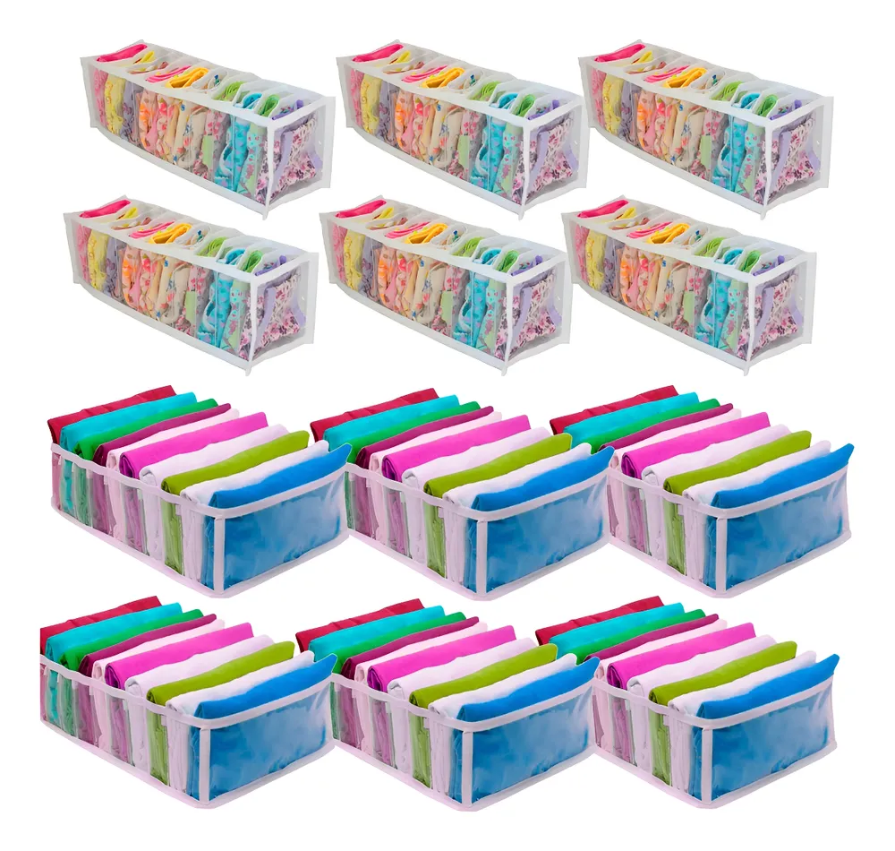 Kit 12 Colmeia organizadora de gavetas 6p +6g para camisetas, calcinhas, cuecas, meias cor branco - Organizalux