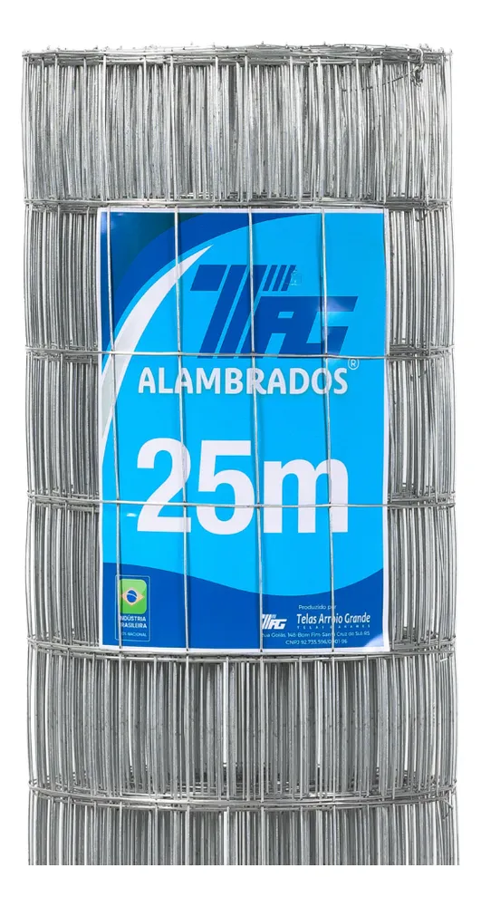 Tela Soldada Tag 25m Arame 1,60mm 1,50m Malha 5x10cm Aço Galvanizado