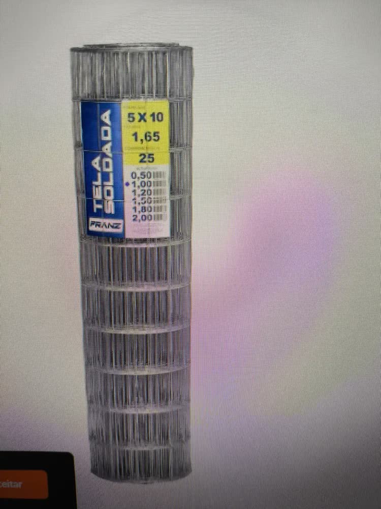 foto de Tela Soldada Galvanizada Franz 5x5cm Fio 1,24mm Altura 50cm Rolo 25m Aço Prateado