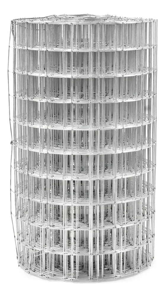 Tela Soldada Galvanizada Franz 5x5cm Fio 1,24mm Altura 50cm Rolo 25m Aço Prateado
