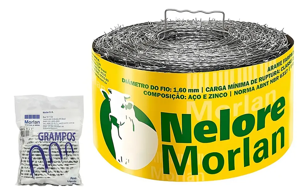 Arame Farpado 500m Morlan Nelore Resistência 250kg C/ Zinco 1.6mm