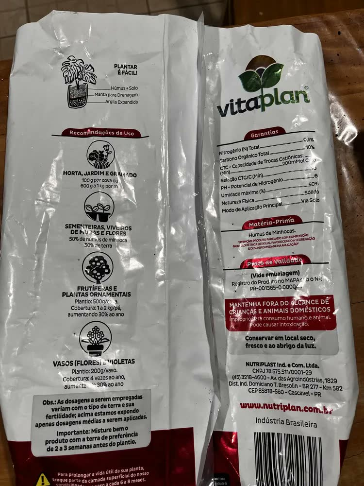 foto de Fertilizante Orgânico Húmus De Minhoca (5kg) Vitaplan