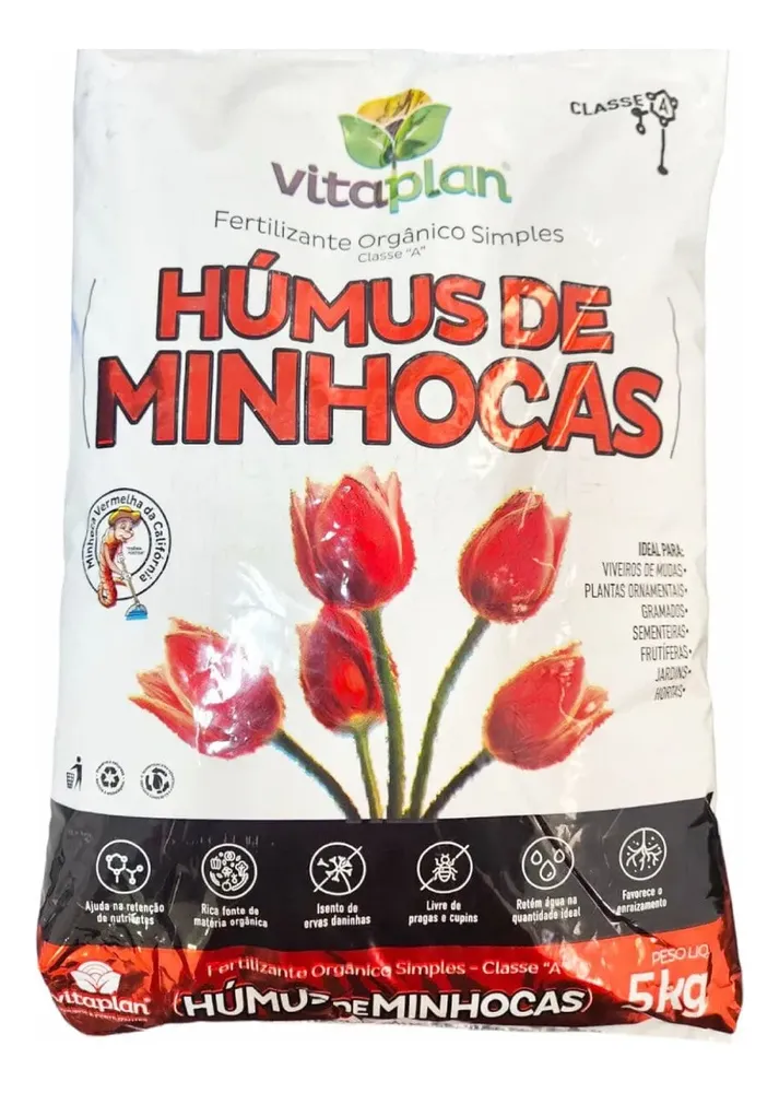Fertilizante Orgânico Húmus De Minhoca (5kg) Vitaplan