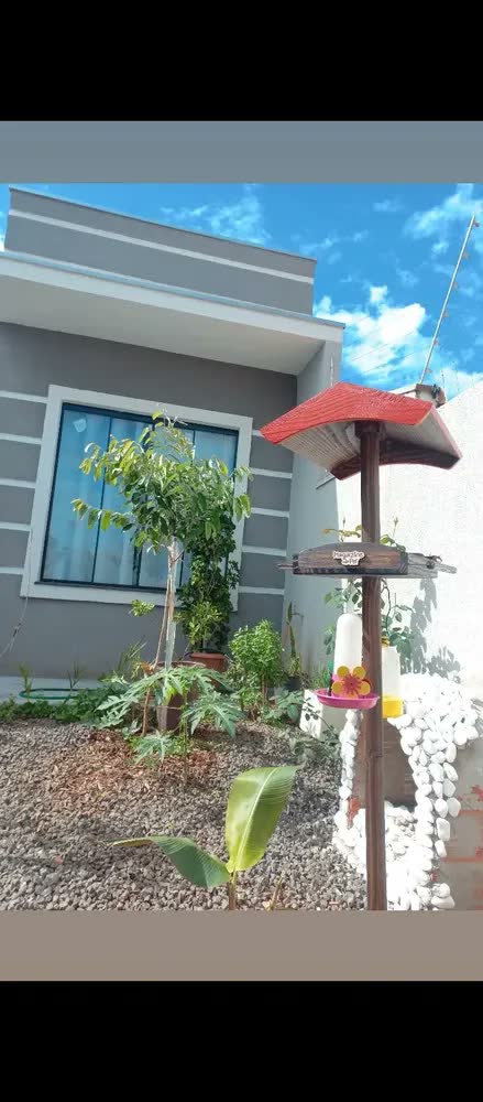 foto de Comedouro e Bebedouro Madeira para Pássaros Livres Silvestres 33cm