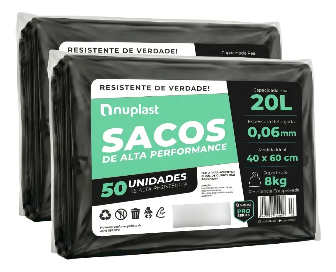 Saco De Lixo 20 Litros Reforçado 100un Nuplast Fabrica