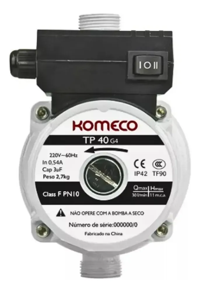 Bomba Pressurizador De Água Tp40 G4 120w Komeco Ferro