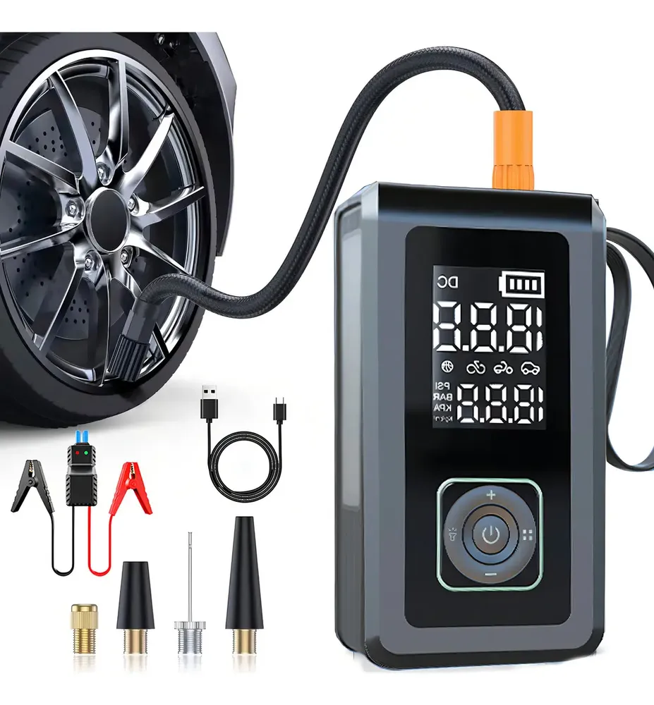 Compressor de Ar Portátil ALUSP 150 PSI Bateria 15000mAh com Partida de Emergência