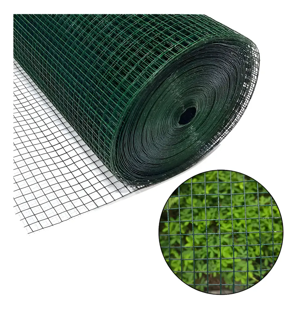 Tela Soldada Revest. Pvc 15mm Fachada Alvenaria 15m X 0,50m Cor Verde