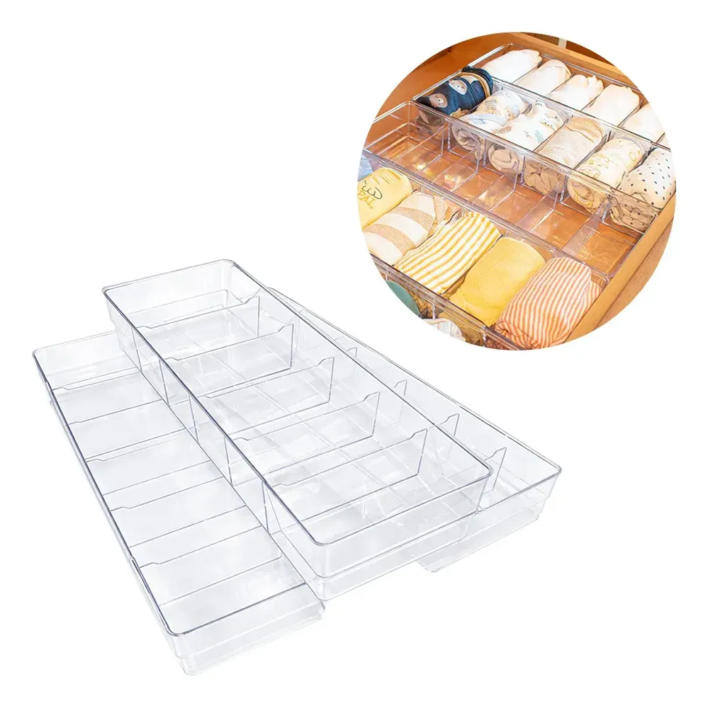 3 Organizador Gaveta Colmeia 6 Divisória Calcinha Cueca Meia Cor Transparente Amobox