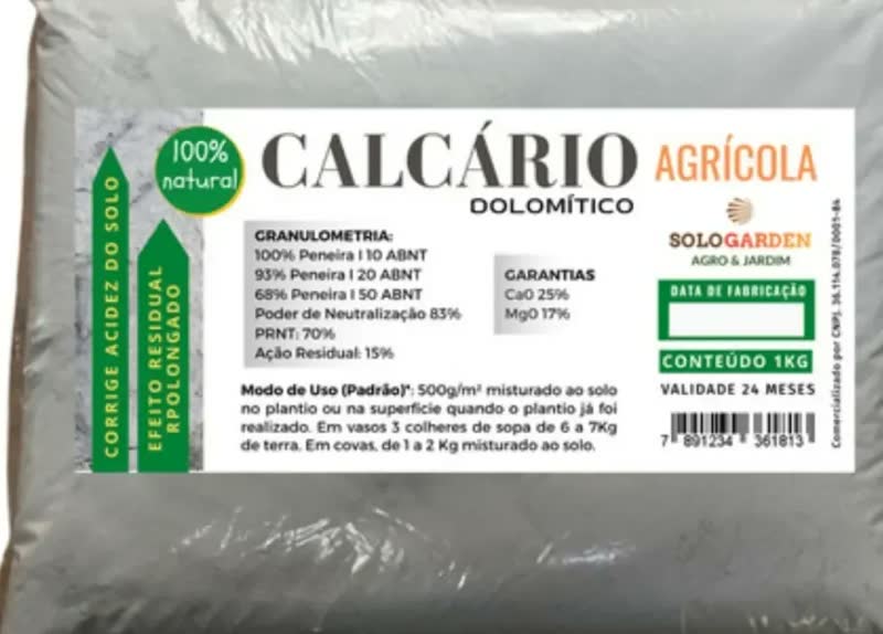foto de Calcário Dolomítico Natural 1kg Sologarden pH Solo Acidez Jardinagem