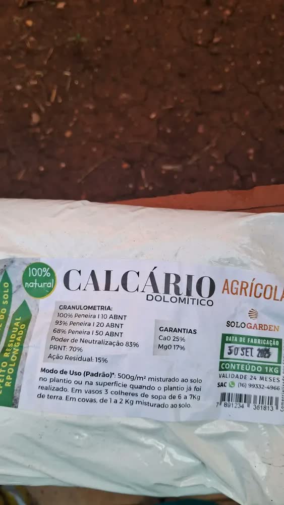 foto de Calcário Dolomítico Natural 1kg Sologarden pH Solo Acidez Jardinagem