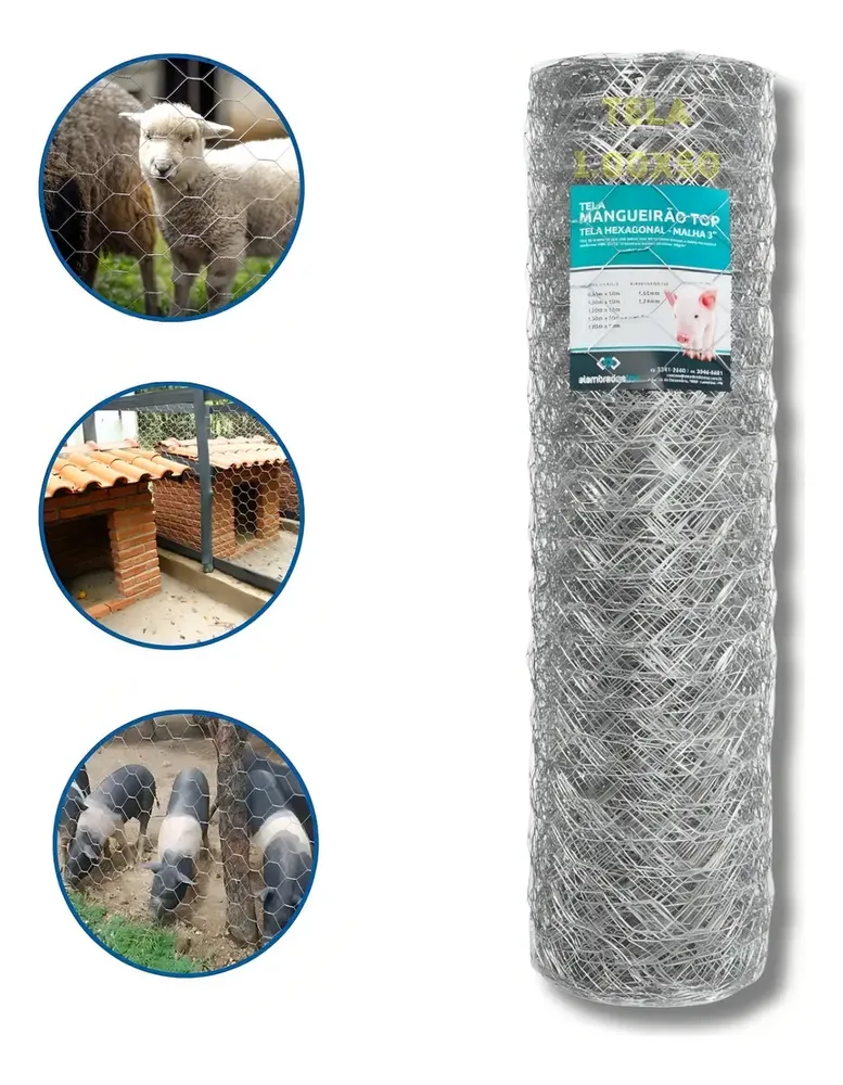 Tela Mangueirão Cerca Top Galvanizada Rolo 50m x 1,20m Aço Prateado