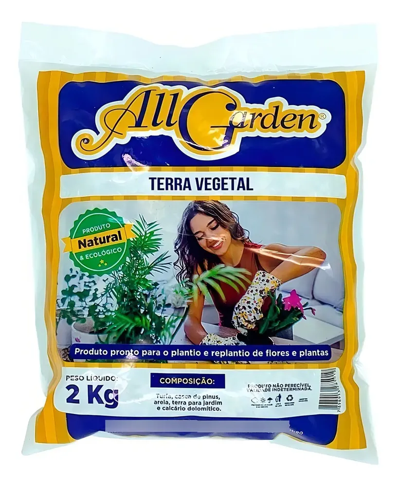 Terra Vegetal Adubada All Garden 2Kg Para Plantas e Flores Viçosas