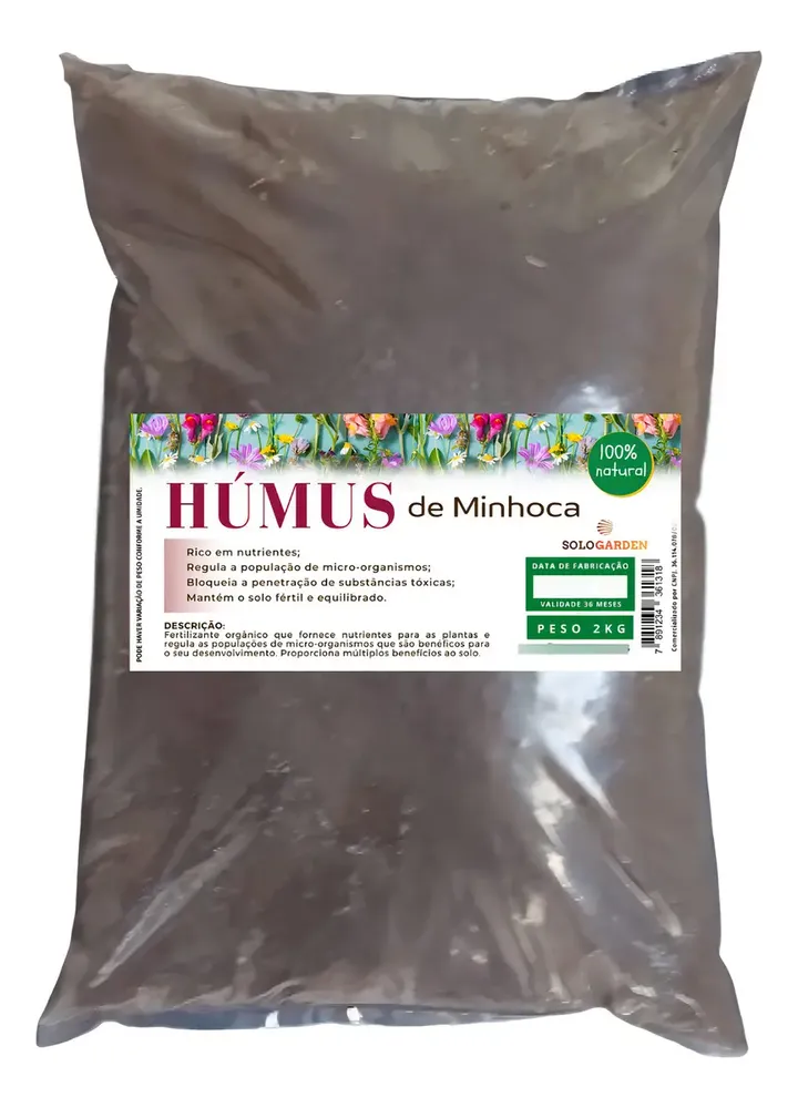 Adubo Fertilizante Húmus De Minhoca Puro Orgânico Planta 2kg