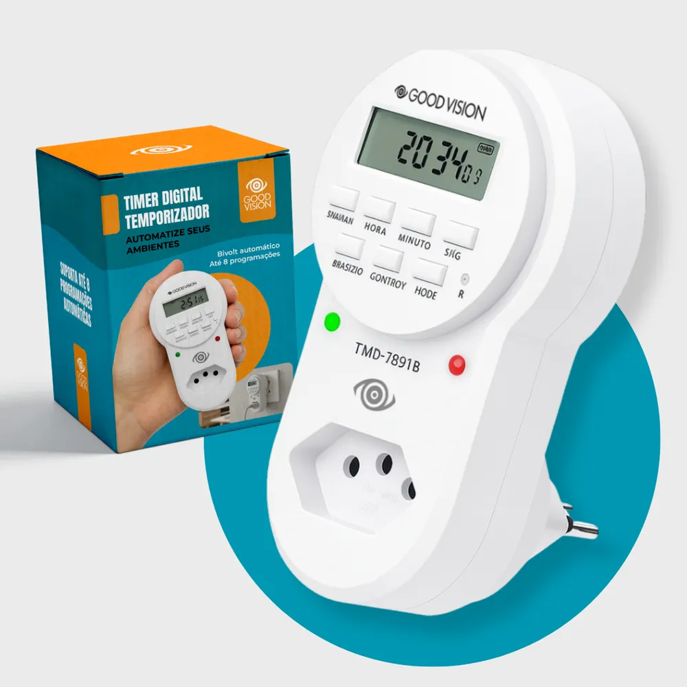 foto de Temporizador Digital Com Tomada Programável Analógico Mecânico Com Timer Para Bomba Piscina Irrigação Jardim Aquário 110/220v Bivolt Cor Branco