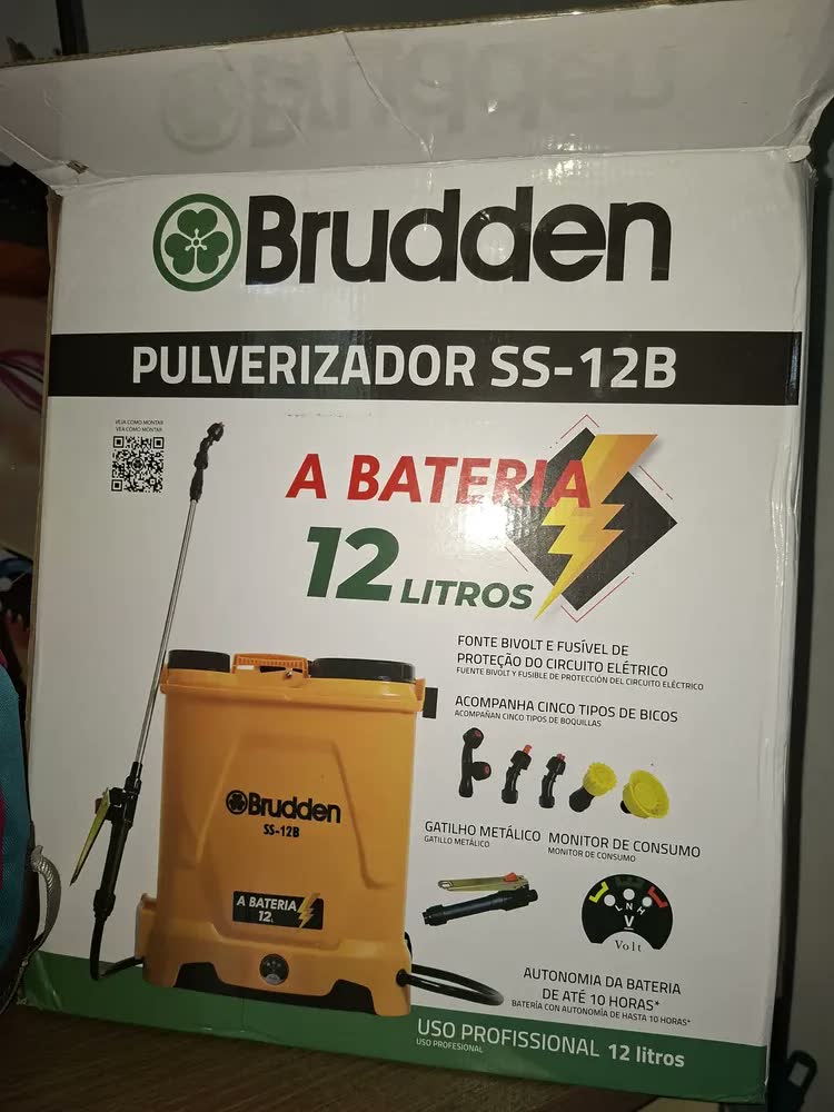 foto de Pulverizador Costal Elétrico Brudden SS-12B tanque 12 litros Bateria 5 Bicos