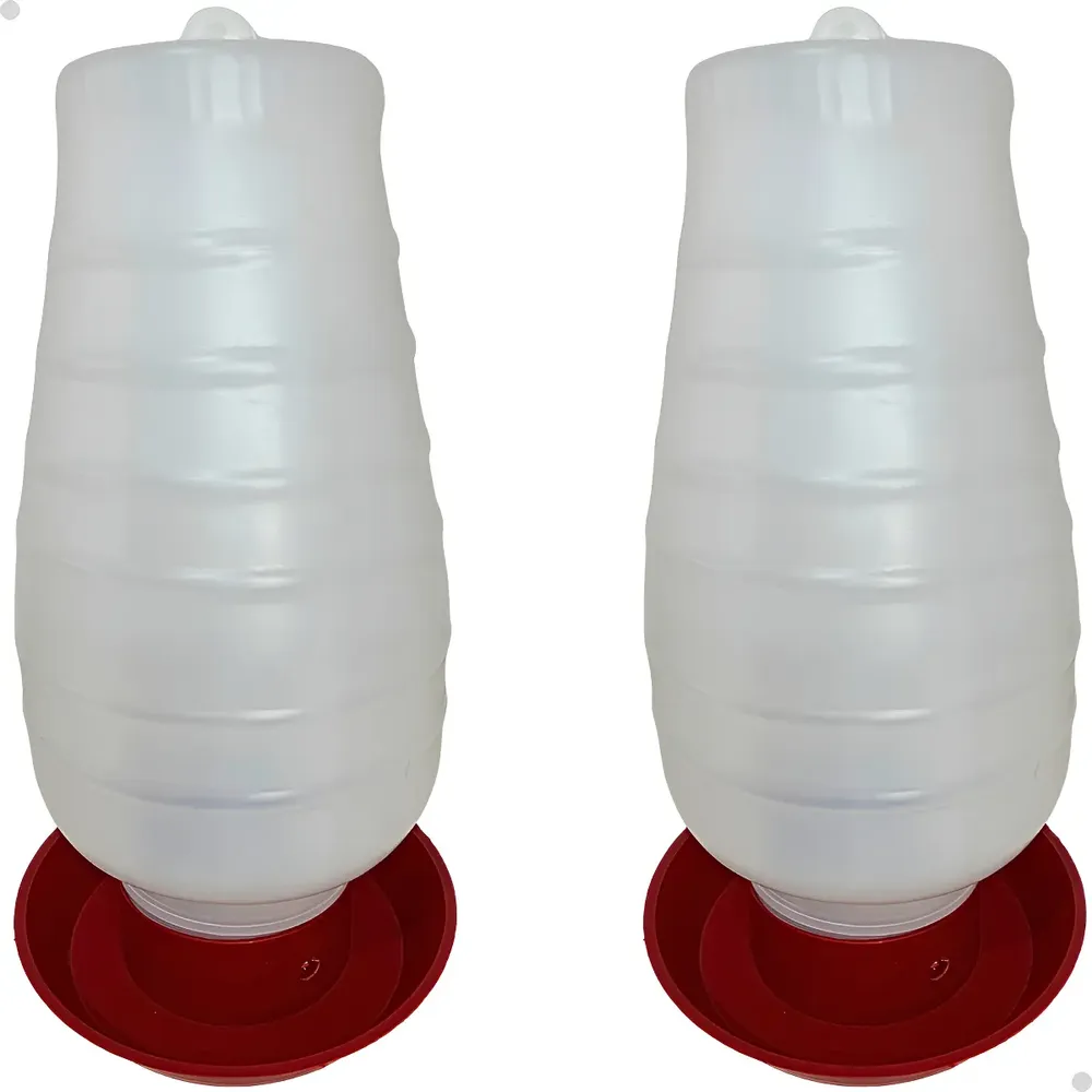 Kit 2 Bebedouro Para Frango Galinha Aves Automático 5 Litros Vermelho