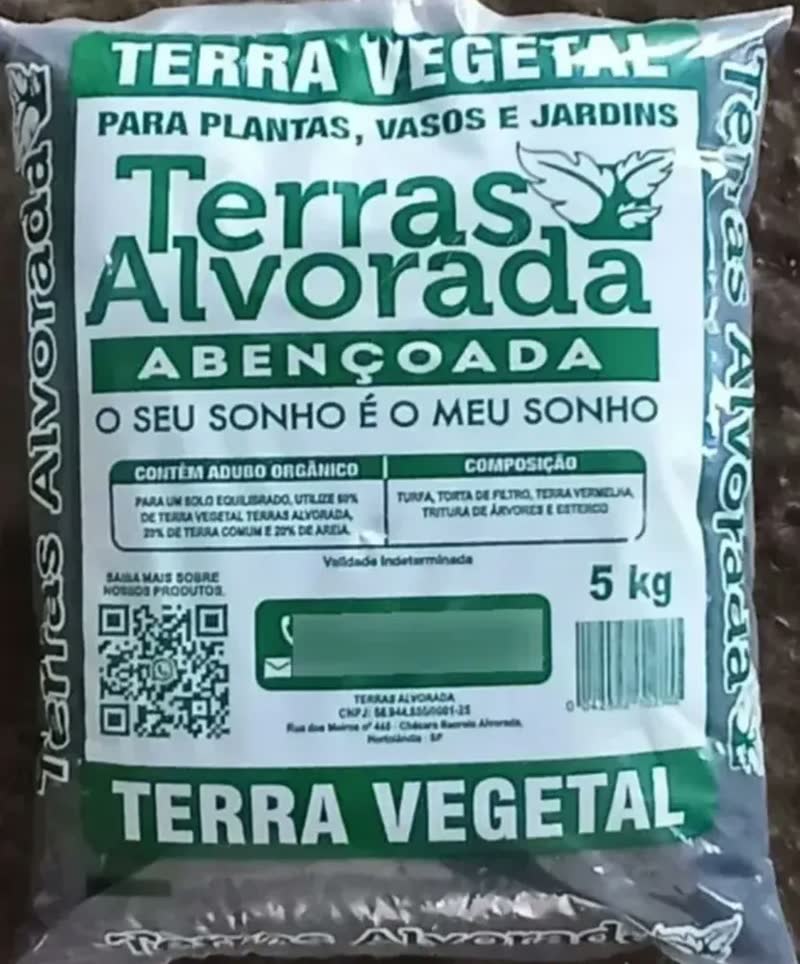 foto de Terra Vegetal Alvorada 5 kg Adubada Pronta Para Uso Em Jardinagem Flores Hortas Plantas Vasos Com Turfa Composto Orgânico 100% Natural E Sustentável Nutrição Para Suas Plantas
