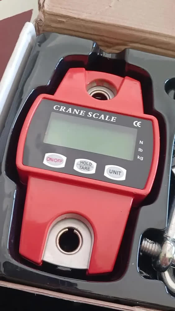 foto de Balança Digital 300kg Guindaste Industrial Lcd Portatil Laranja