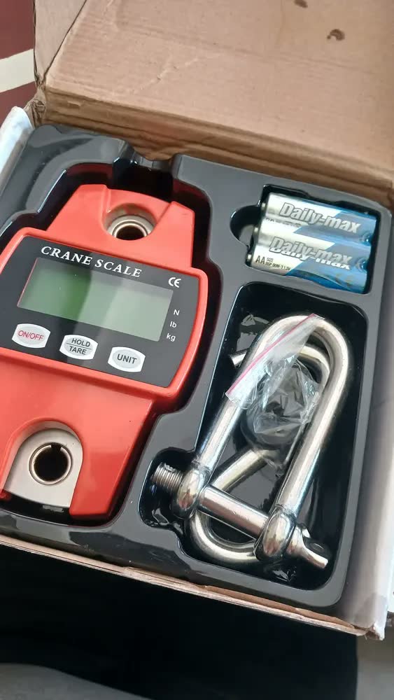 foto de Balança Digital 300kg Guindaste Industrial Lcd Portatil Laranja