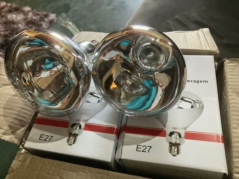foto de Lâmpada Luz Infravermelha Aquecedora Para Granjas, Pintinhos Branco-quente