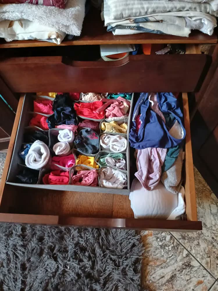 foto de Kit 2 Organizador Colmeia De Roupas Gaveta Guarda Roupa 24 Divisórias Ciclo Alternativa Cor Cinza