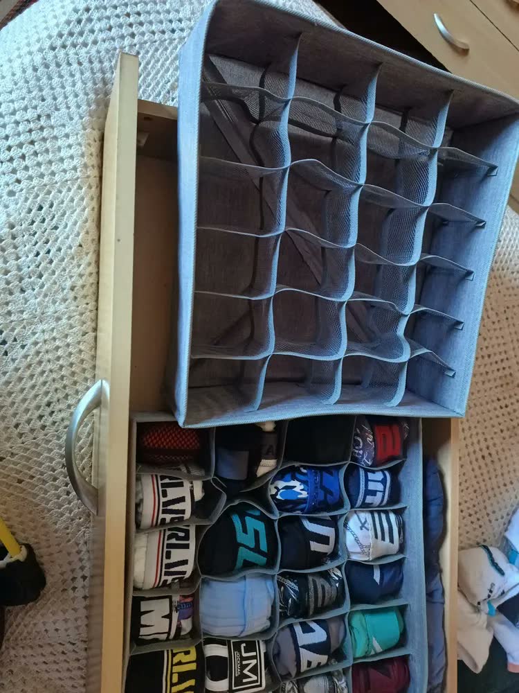 foto de Kit 2 Colmeia Organizadora De Gavetas Para Roupas Íntimas Com 24 Nichos Dobrável E Lavável