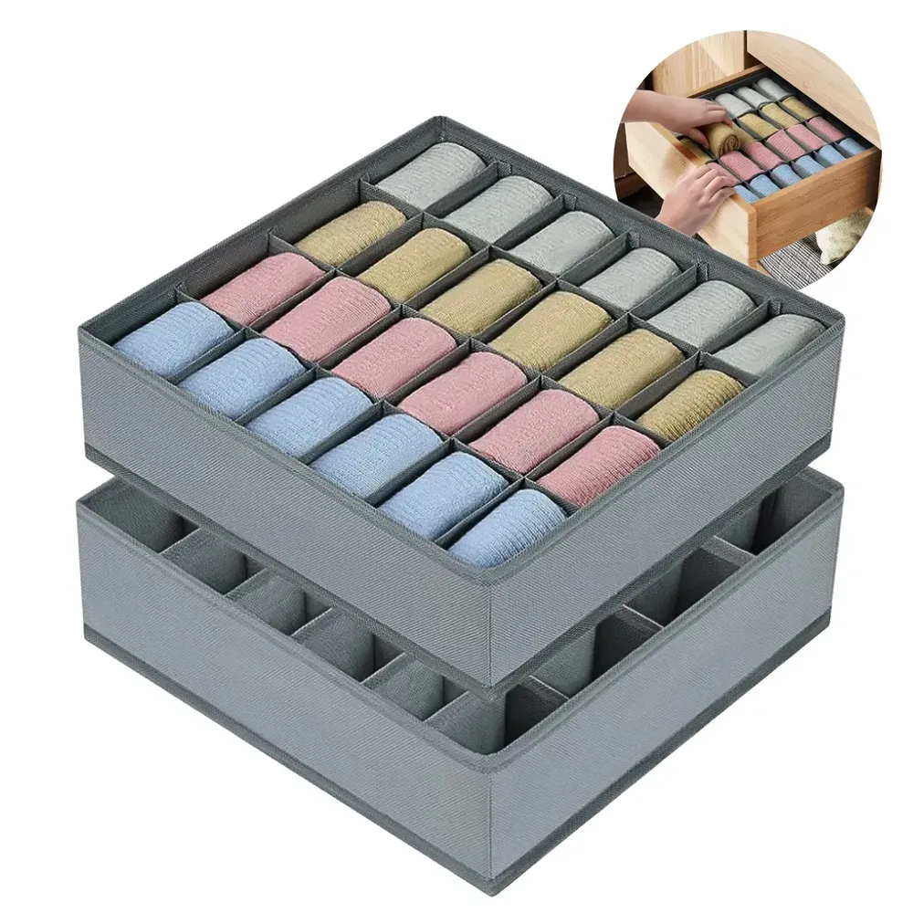Kit 2 Colmeia Organizadora De Gavetas Para Roupas Íntimas Com 24 Nichos Dobrável E Lavável